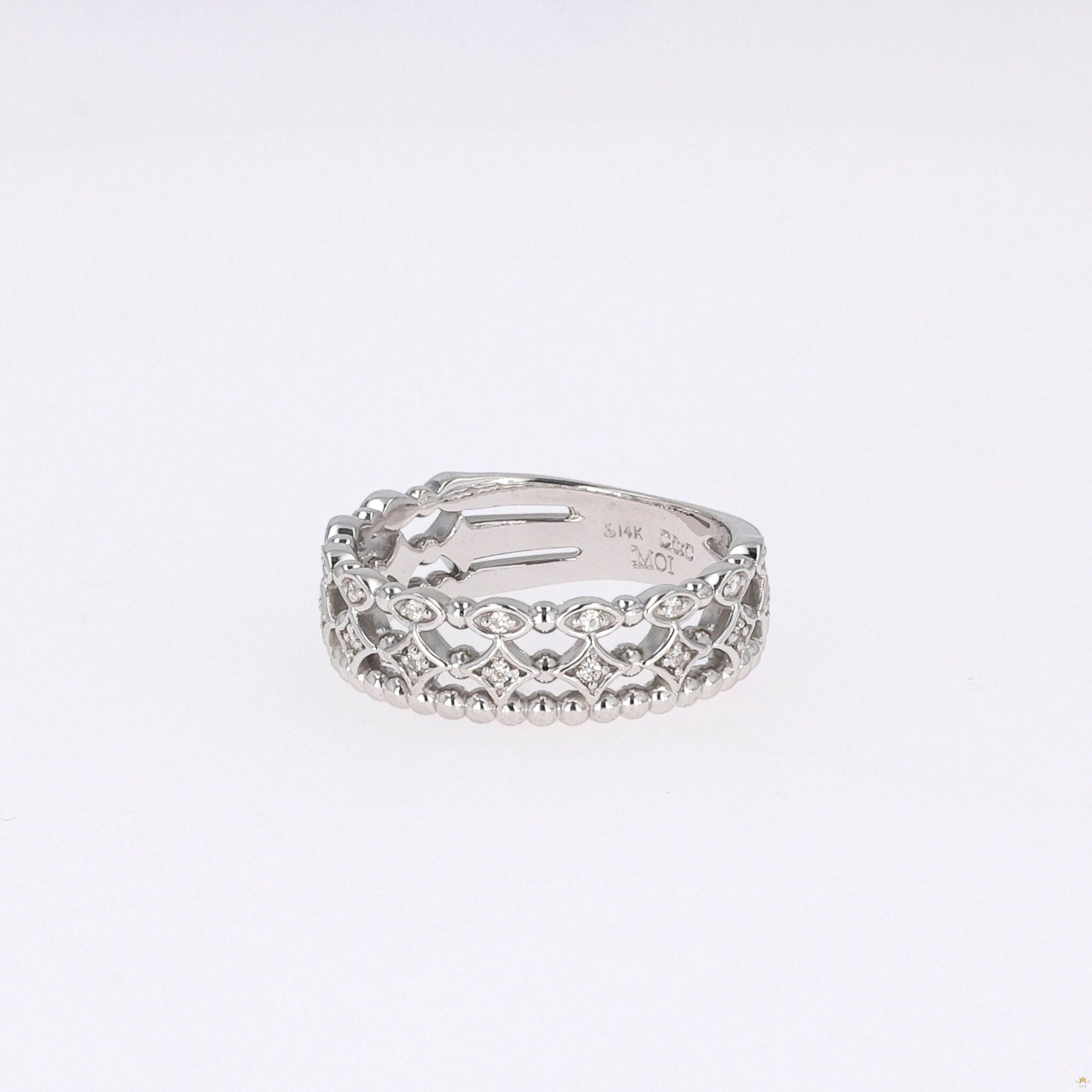 0.11 CTW   Round Near-Colorless Moissanite Fashion Ring in 14K White Gold