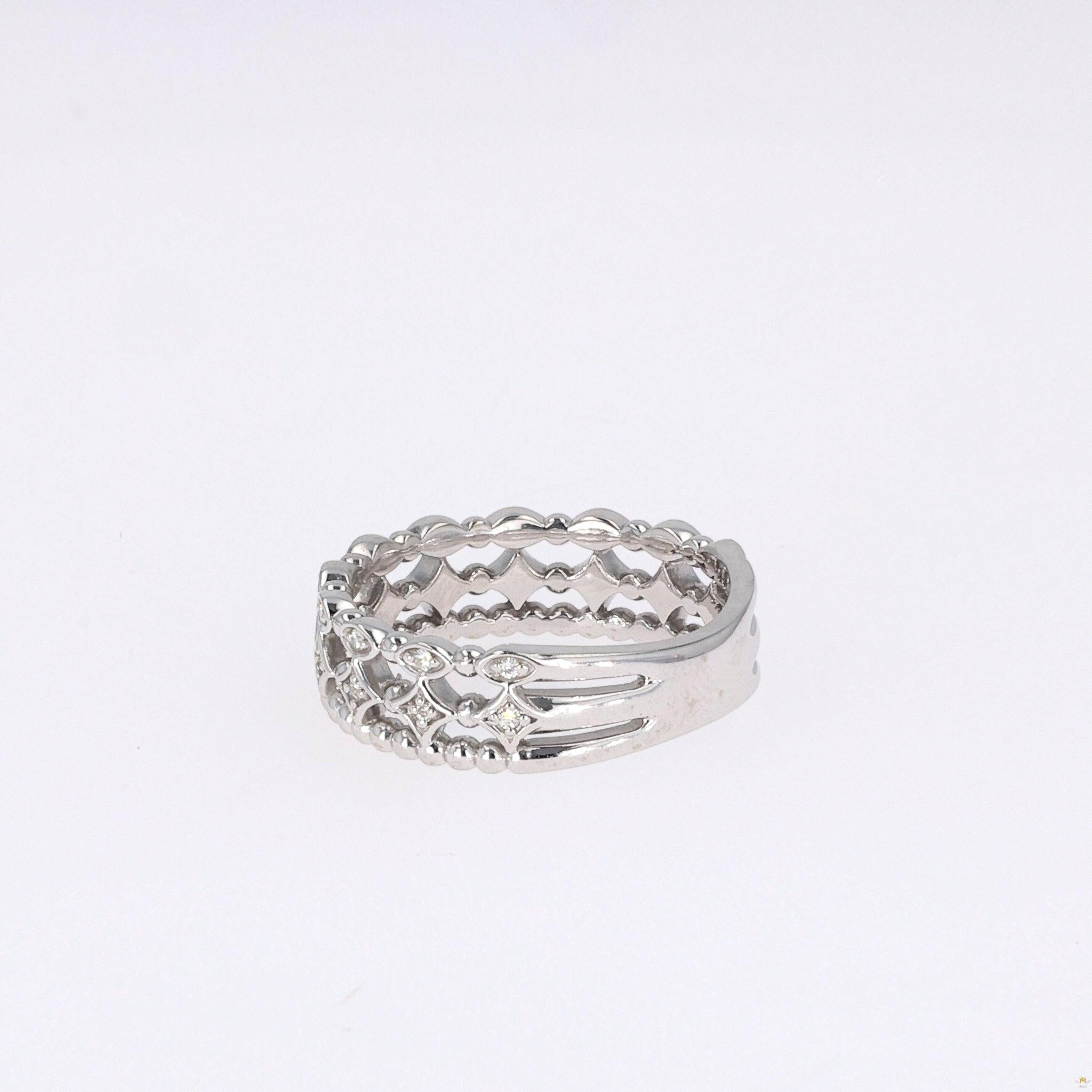 0.11 CTW   Round Near-Colorless Moissanite Fashion Ring in 14K White Gold