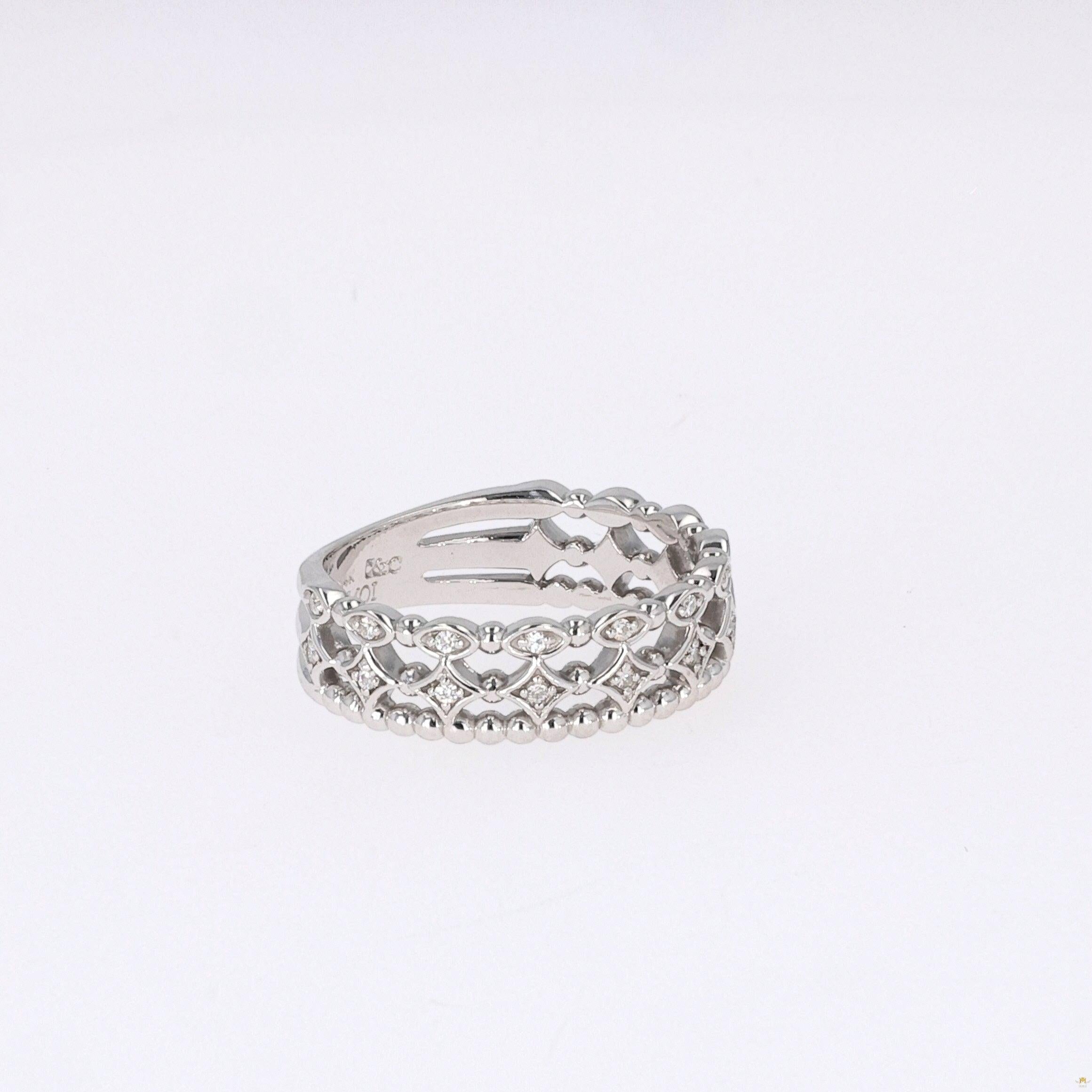 0.11 CTW   Round Near-Colorless Moissanite Fashion Ring in 14K White Gold