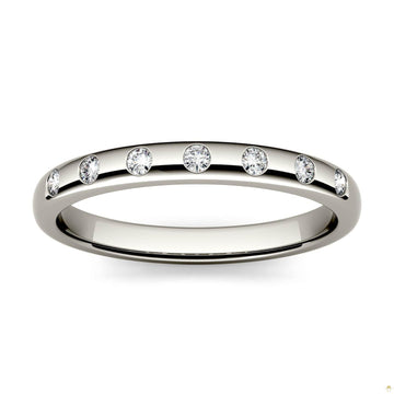 0.11 CTW   Round Moissanite Stackable Ring in 14K White Gold