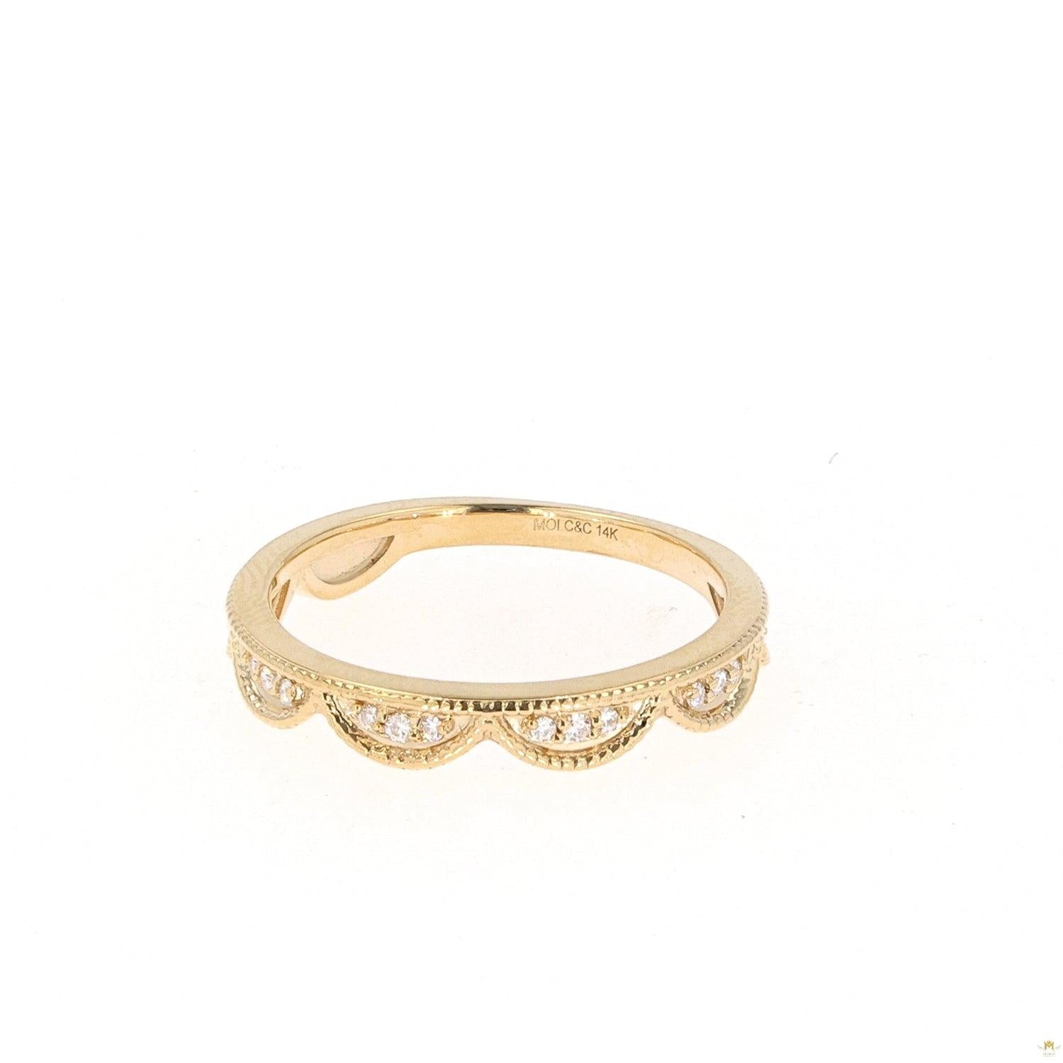 0.13 CTW   Round Near-Colorless Moissanite Stackable Band in 14K Gold
