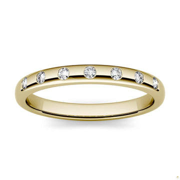 0.11 CTW   Round Moissanite Stackable Ring in 14K Yellow Gold