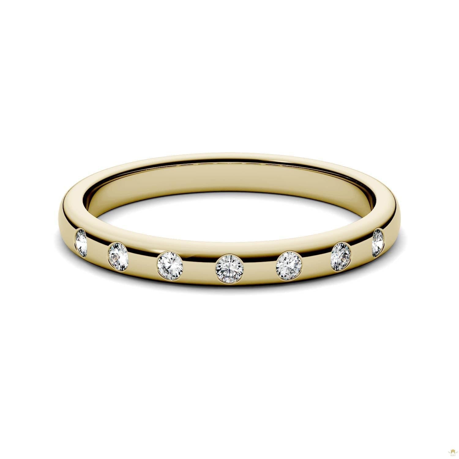 0.11 CTW   Round Moissanite Stackable Ring in 14K Yellow Gold