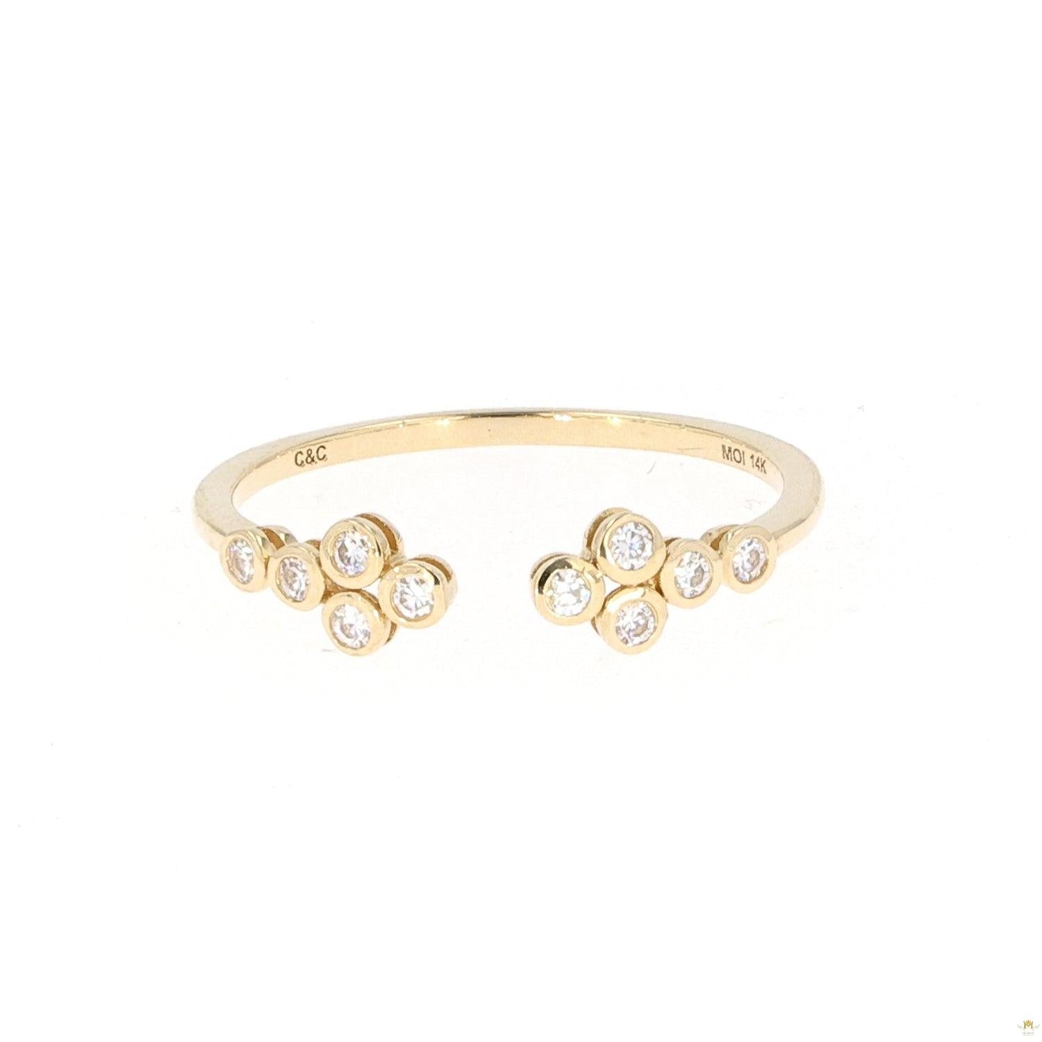 0.15 CTW   Round Near-Colorless Moissanite Fashion Ring in 14K Yellow Gold