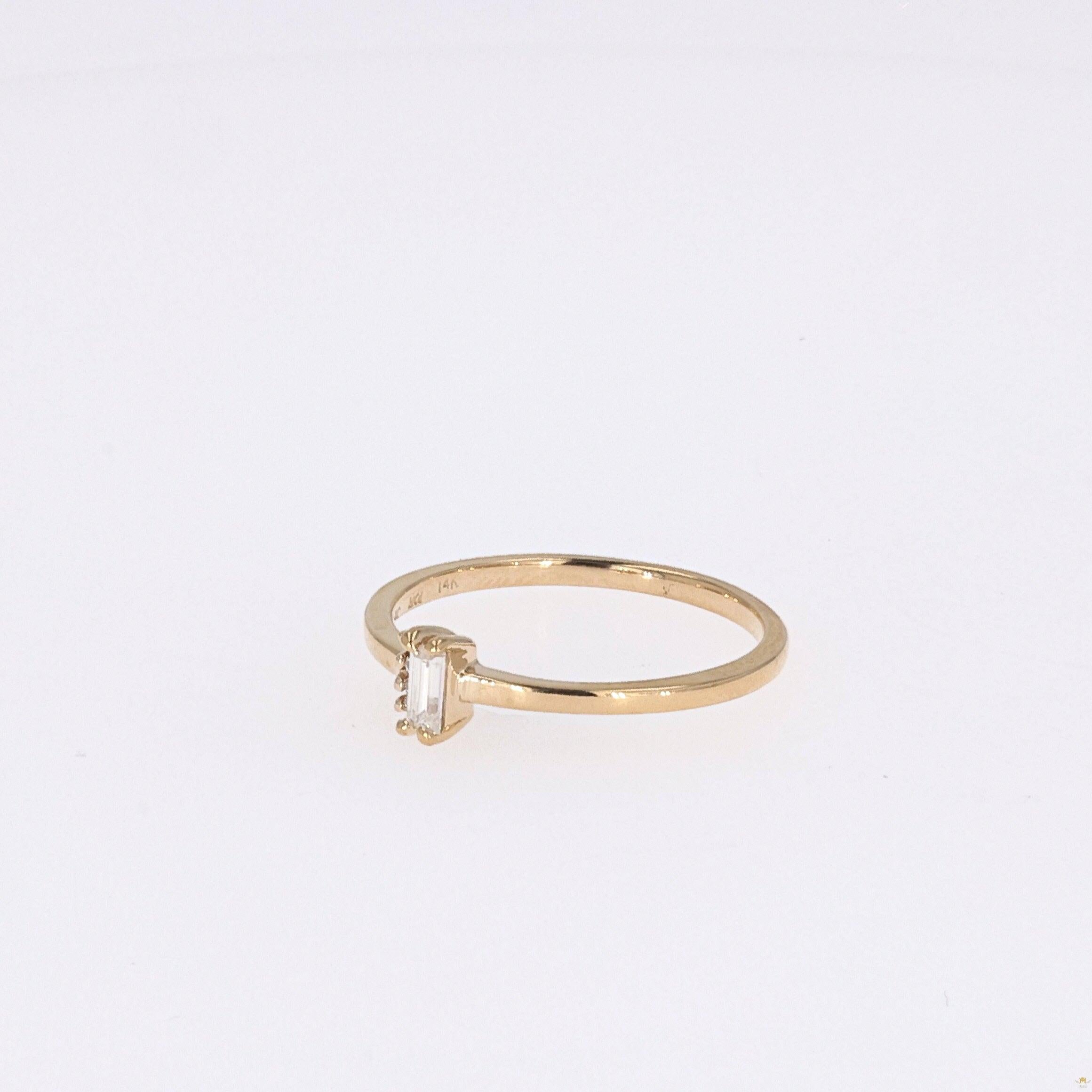 0.14 CTW   Straight-Baguette Near-Colorless Moissanite Fashion Ring in 14K Yellow Gold
