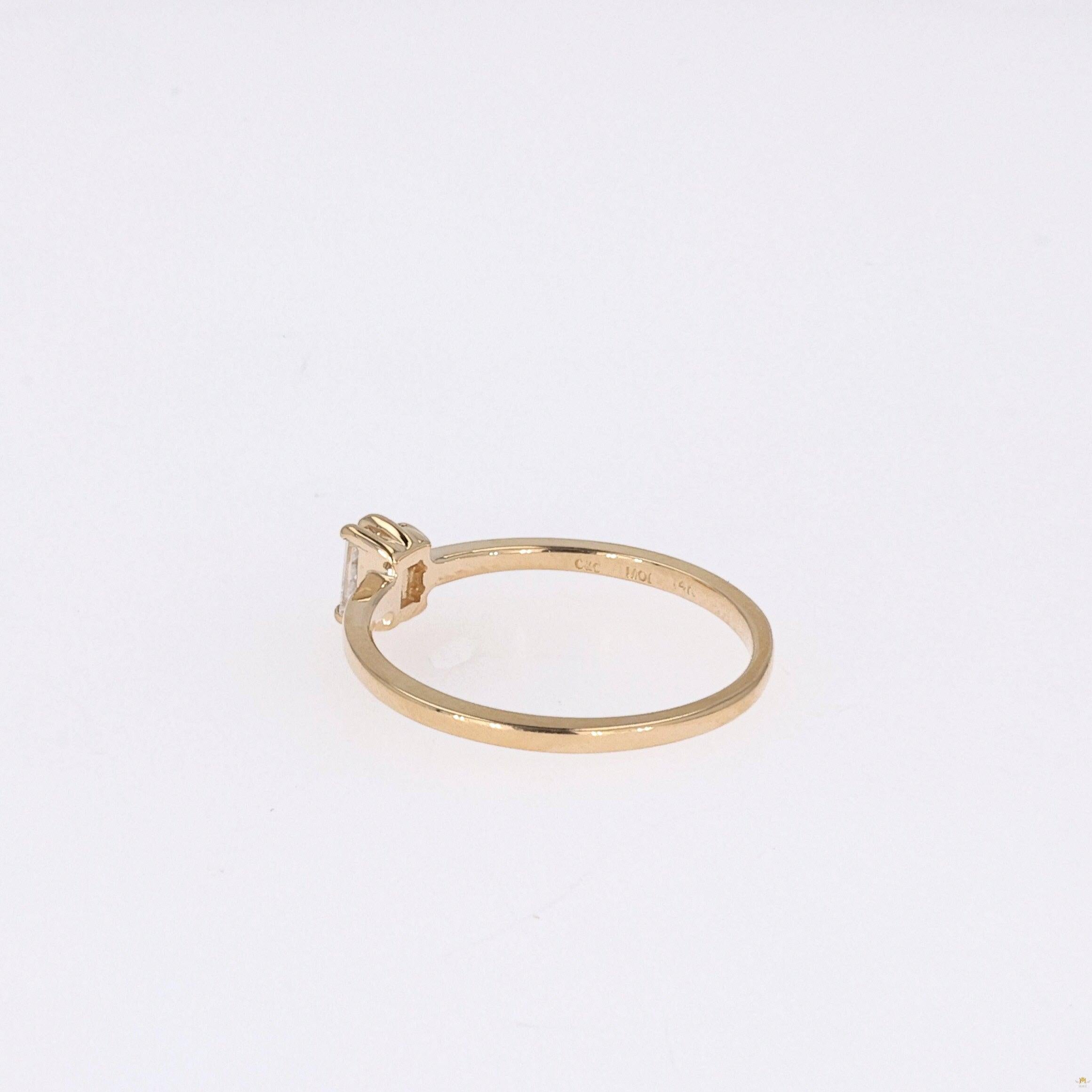 0.14 CTW   Straight-Baguette Near-Colorless Moissanite Fashion Ring in 14K Yellow Gold