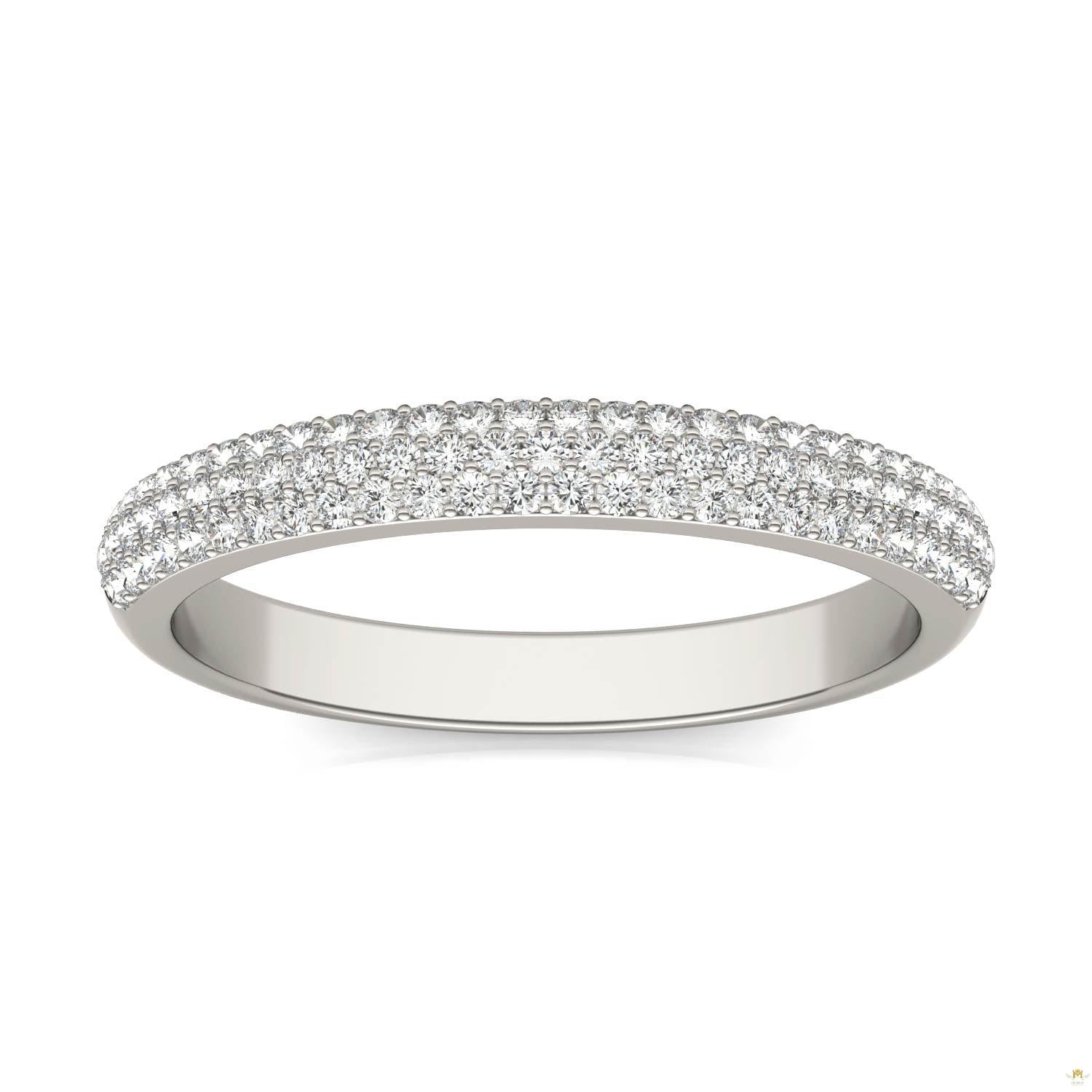 0.17 CTW   Round Moissanite Pave Ring in 14K White Gold