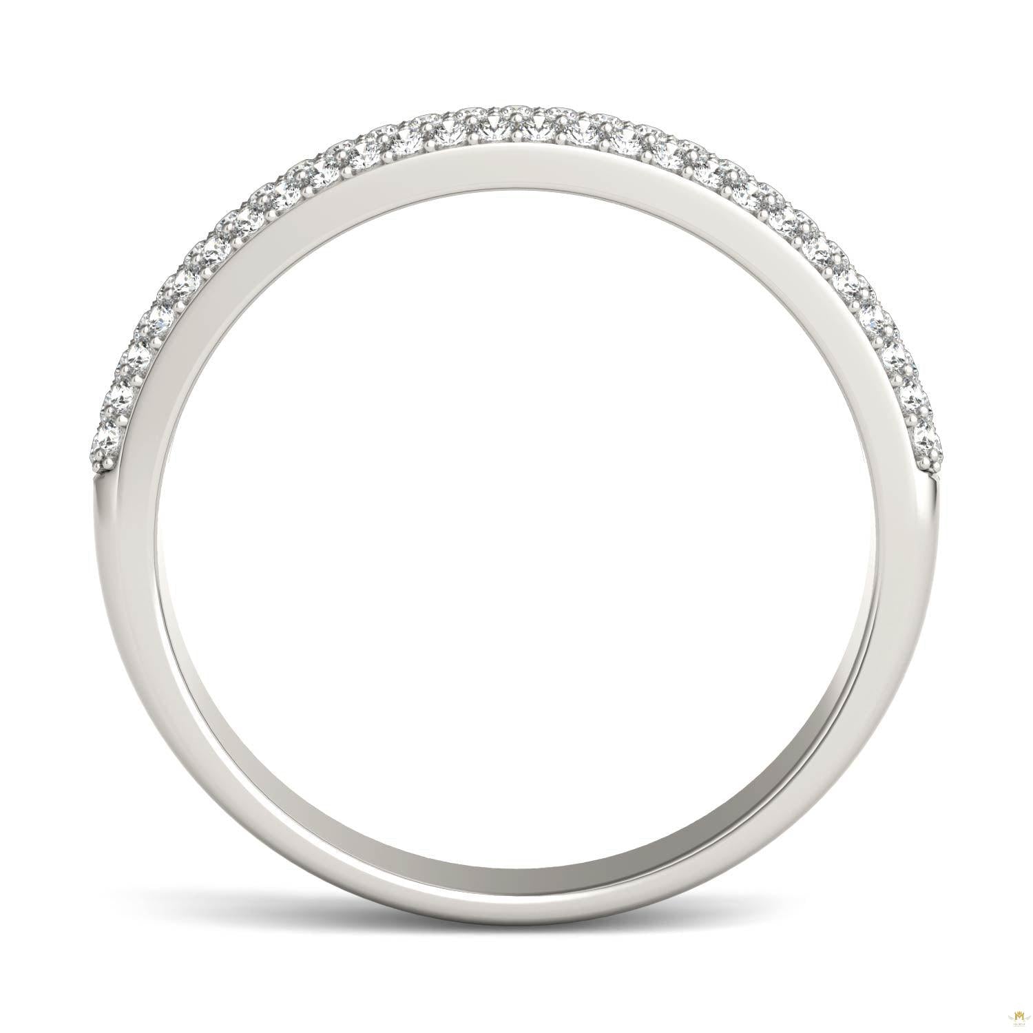 0.17 CTW   Round Moissanite Pave Ring in 14K White Gold