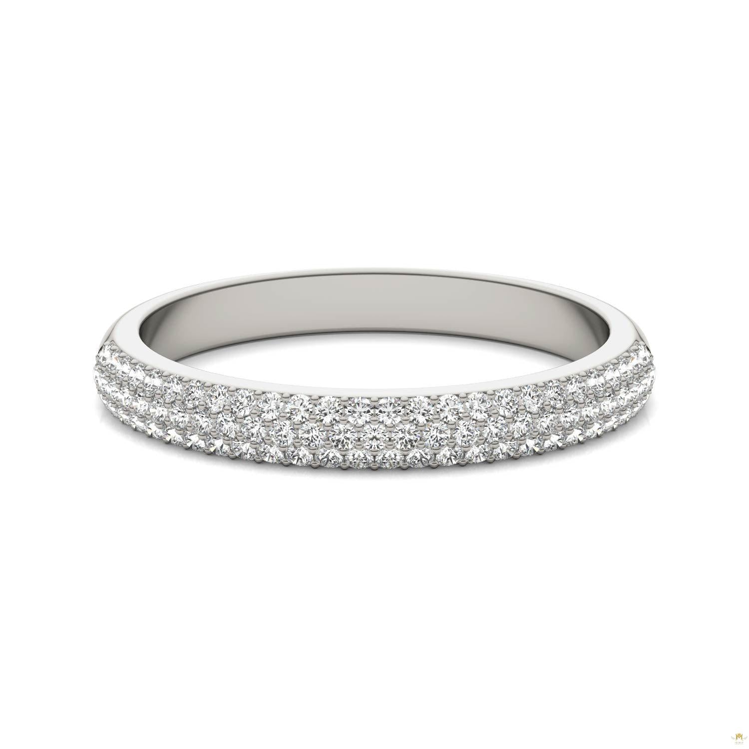 0.17 CTW   Round Moissanite Pave Ring in 14K White Gold