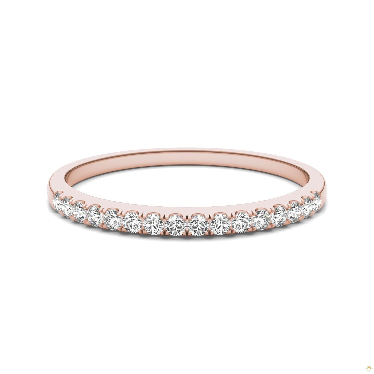 0.16 CTW   Round Moissanite Anniversary Band in 14K Rose Gold