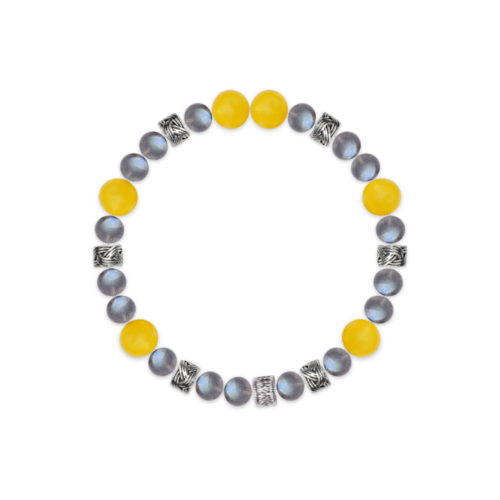 Balanced Gray Moonstone & Yellow Agate Harmony Bracelet – 4B8678