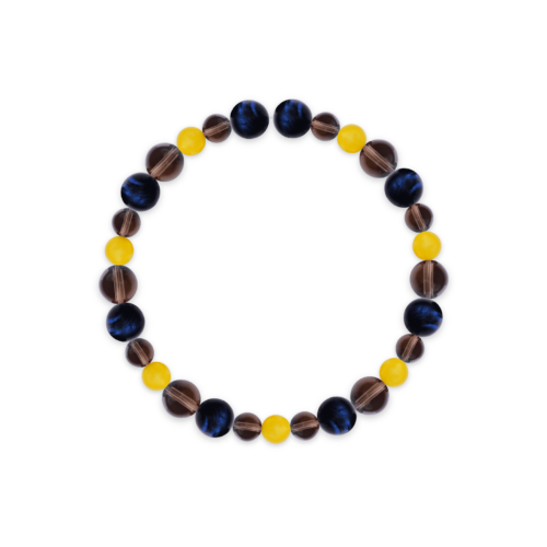 Blue Tiger Eye & Clear Smoky Quartz Bracelet – 778B08 Blue Tiger Eye & Clear Smoky Quartz Bracelet – 778B08