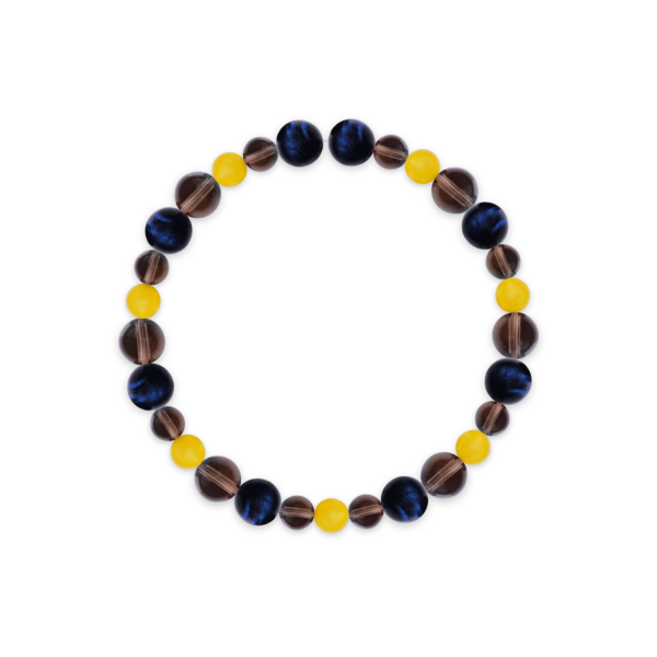 Blue Tiger Eye & Clear Smoky Quartz Bracelet – 778B08