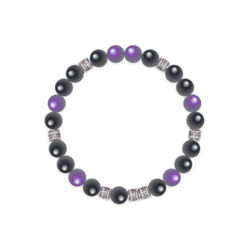 Black Onyx Initial V & Uruguay Amethyst Bracelet – E9A264 Black Onyx Initial V & Uruguay Amethyst Bracelet – E9A264