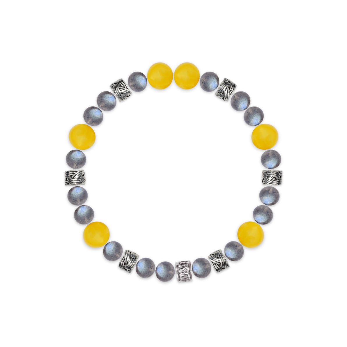 Balanced Gray Moonstone & Yellow Agate Harmony Bracelet