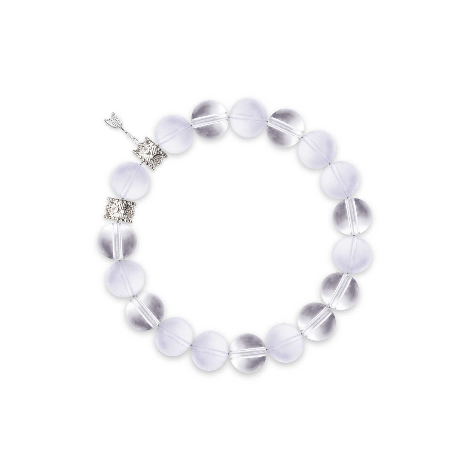 Elegant Milky White Crystal & White Mermaid Tail Harmony Bracelet